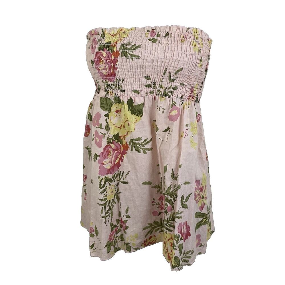 Vintage Y2K Forever 21 Floral Smocked Tube Babydoll Top Small USA *READ*